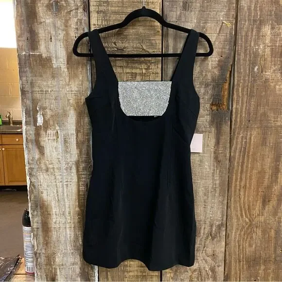 NWT Superdown Dawn Mini Dress Black rhinestone panel cut out Revolve S - Picture 12 of 12